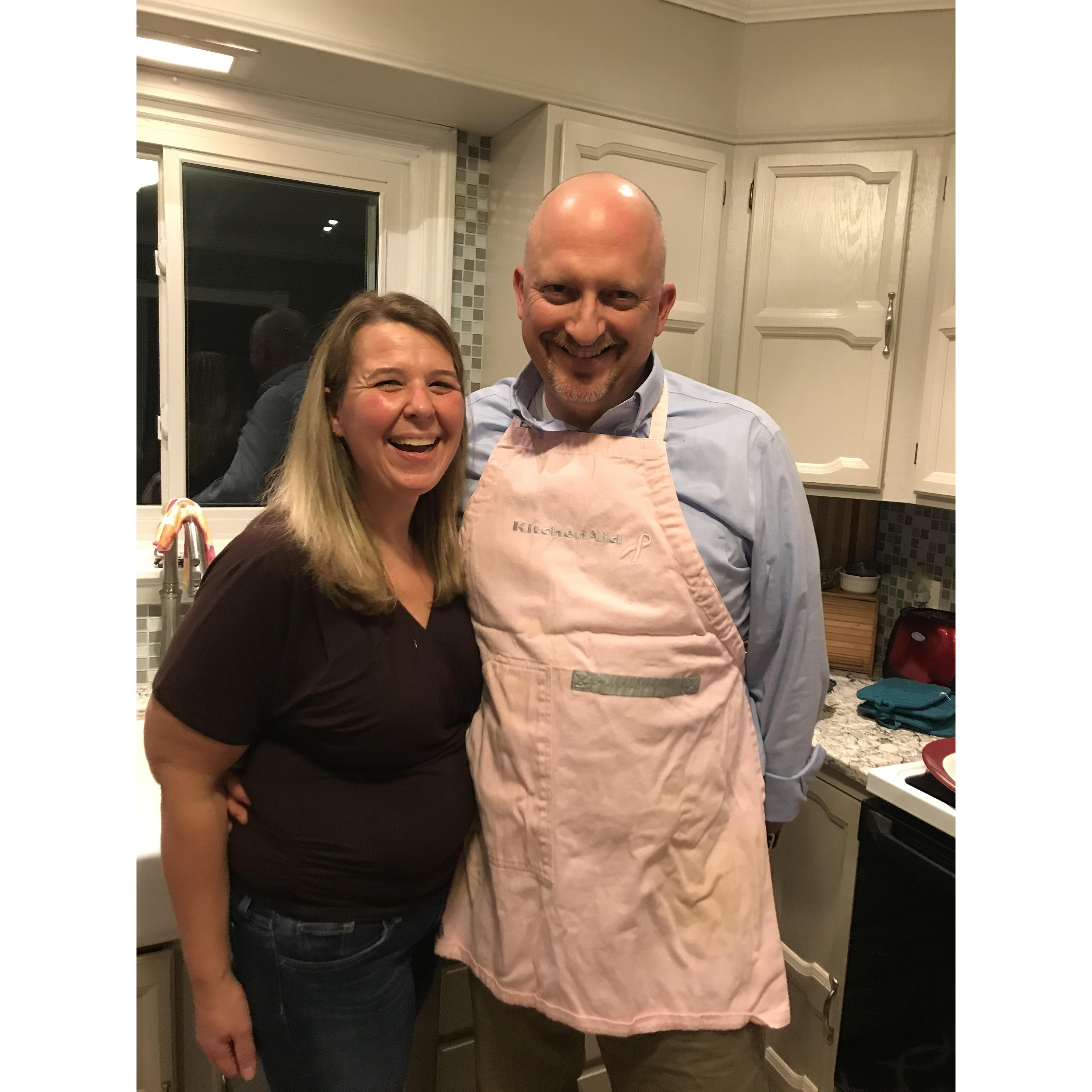 Nice apron, cooking Thanksgiving dinner