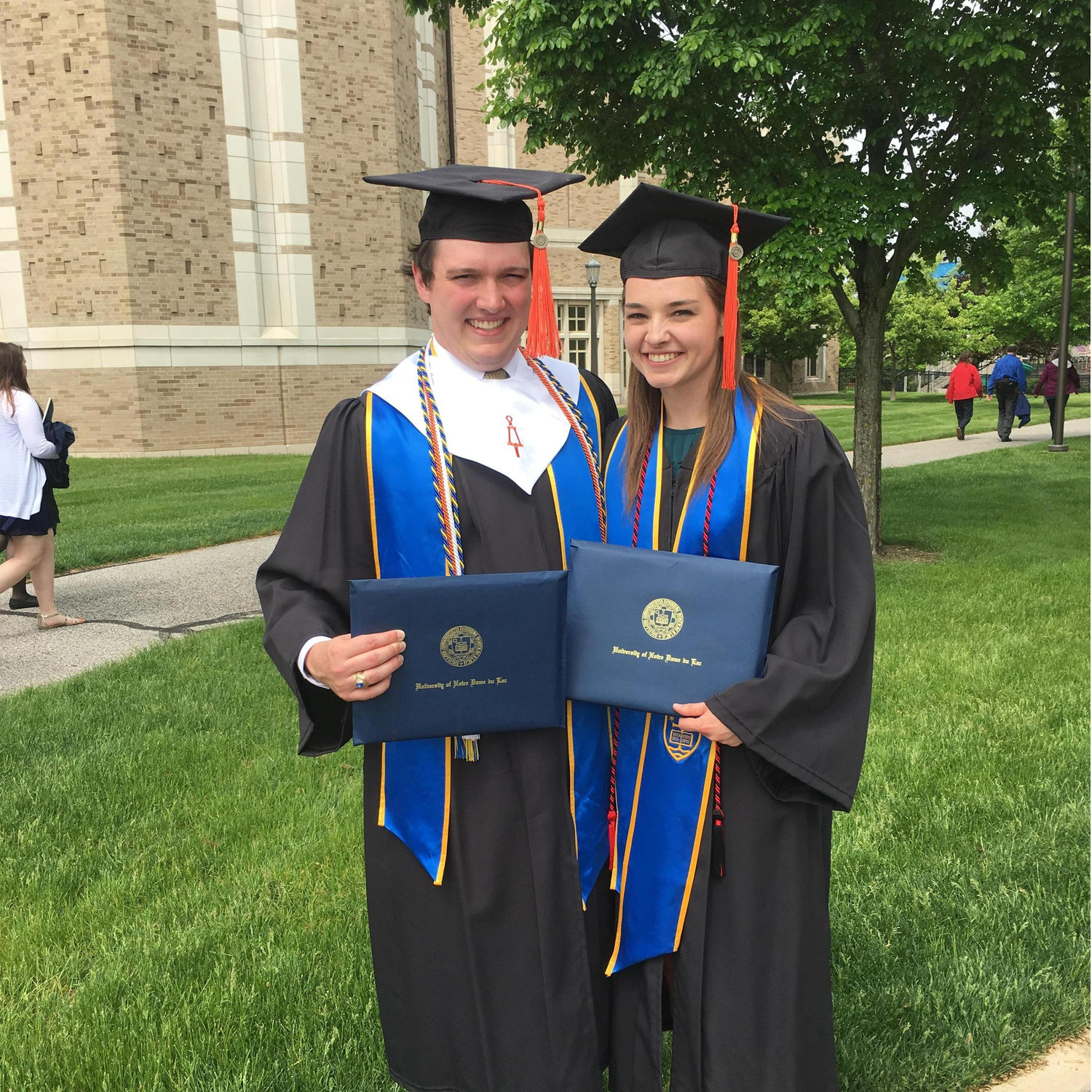 We both graduated with Chemical Engineering degrees from The University of Notre Dame as part of the Class of 2018.