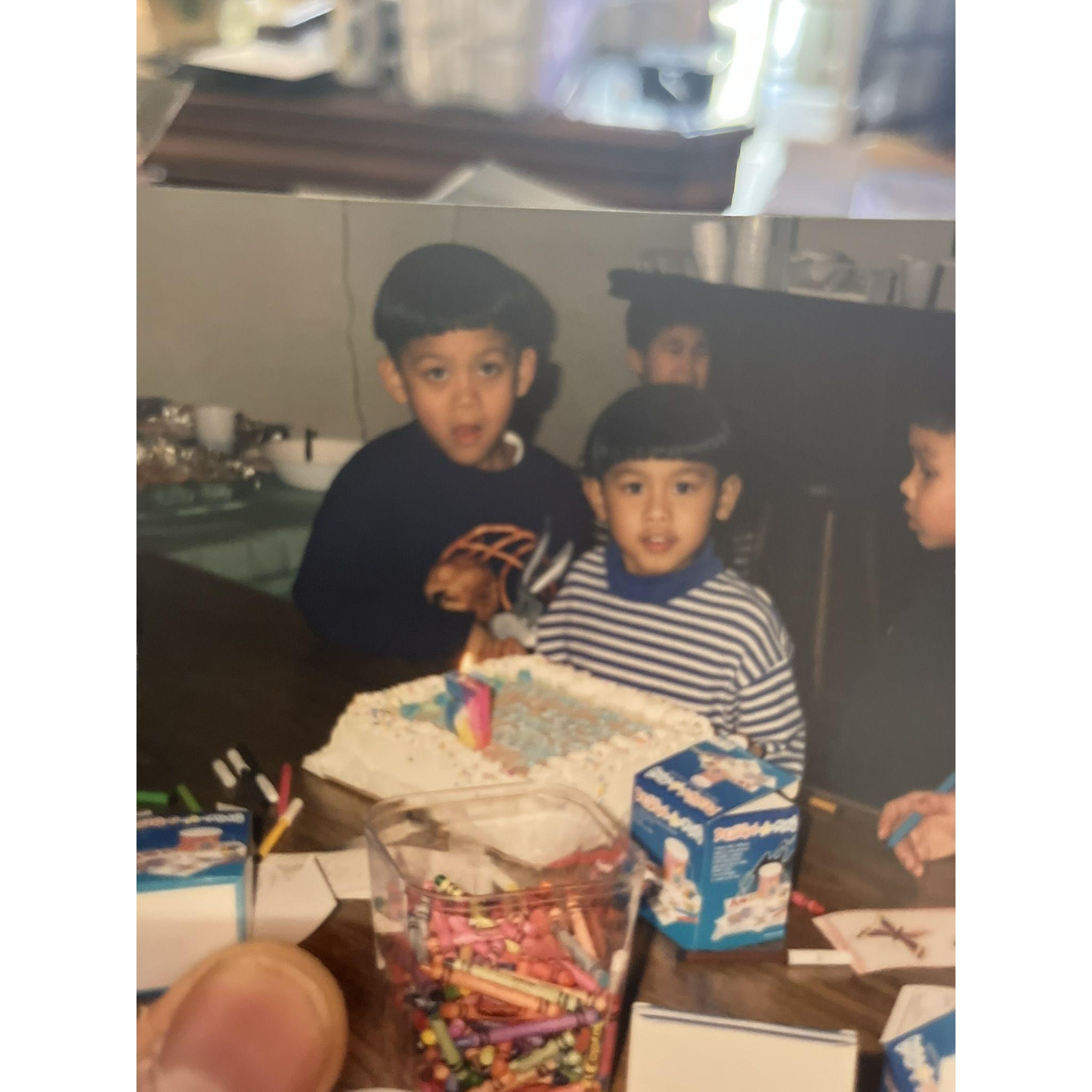 Andre and Michael at his birthday party (Eugene in the back maybe crying)