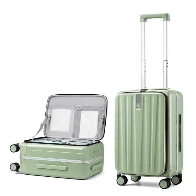 Hanke 20 Inch Carry-On Luggage with Wheels PC Hard Shell Suitcases Top Opening Aluminum Frame Tsa Luggage Suitcases for Travel Woman Men.(Bamboo Green)