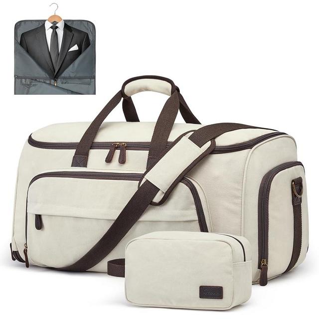 Carry On Garment Bag for Travel, S-ZONE Convertible Garment Duffle Bag Suit Bags for Men Women Travel- 2 in 1 Hanging Suitcase Business Travel Bag with Toiletry Bag, Beige, 50l