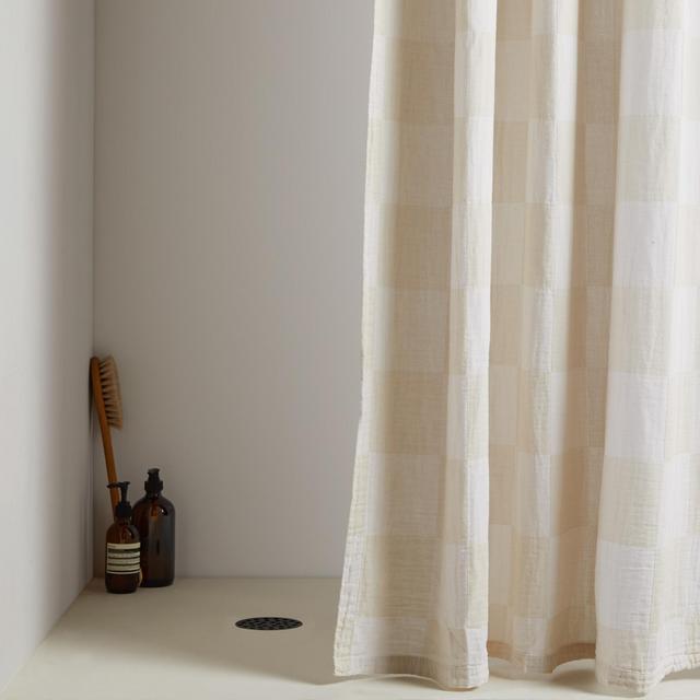 Checkered Gauze Shower Curtain