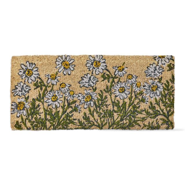 tagltd 1'6"x3'3"Chamomile Herb Flower Garden Rectangle Indoor and Outdoor Coir Door Welcome Mat Multicolored on Beige Background