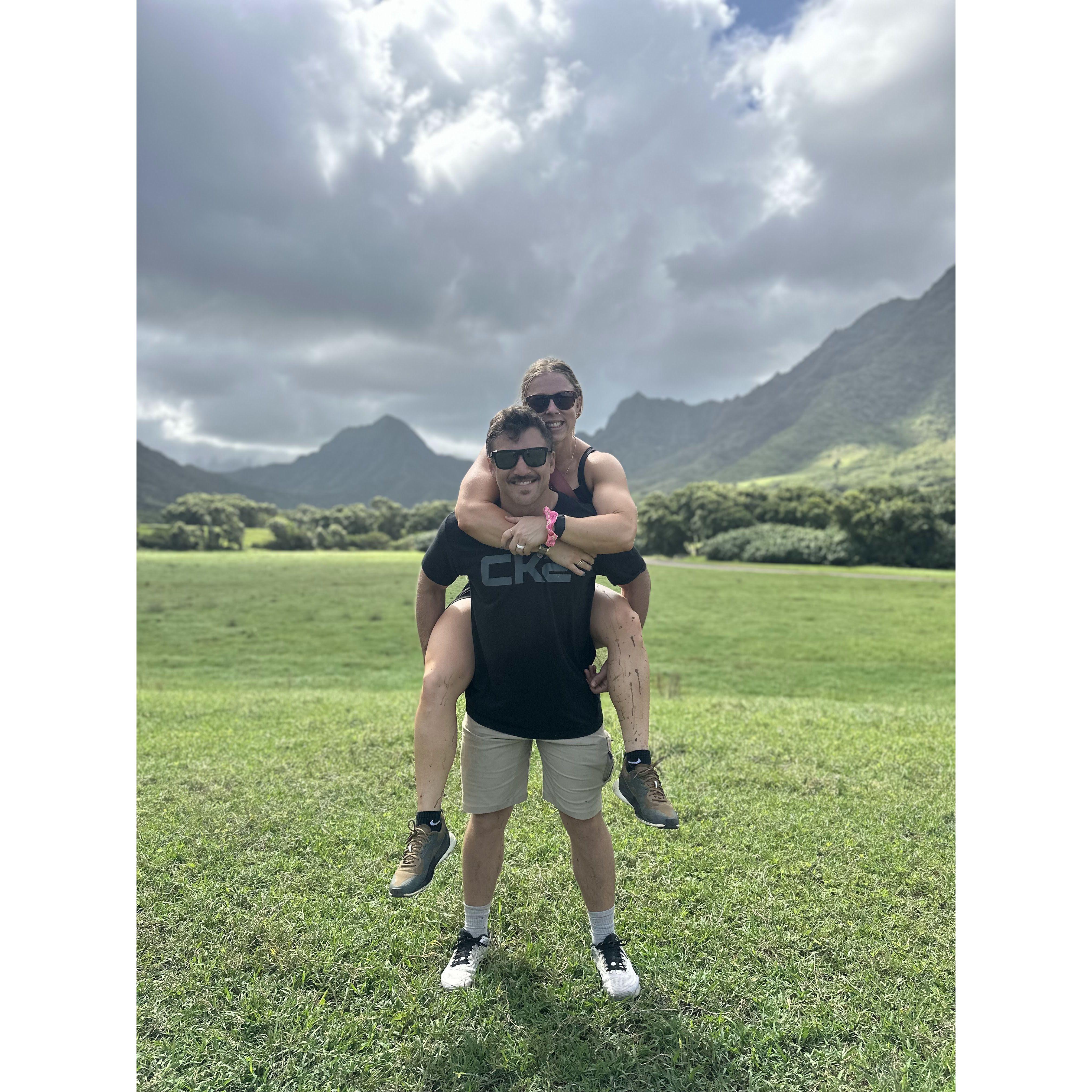 Kualoa Ranch on O'ahu (Hawaii). Jurassic Park and several movies/shows have scenes shot here.