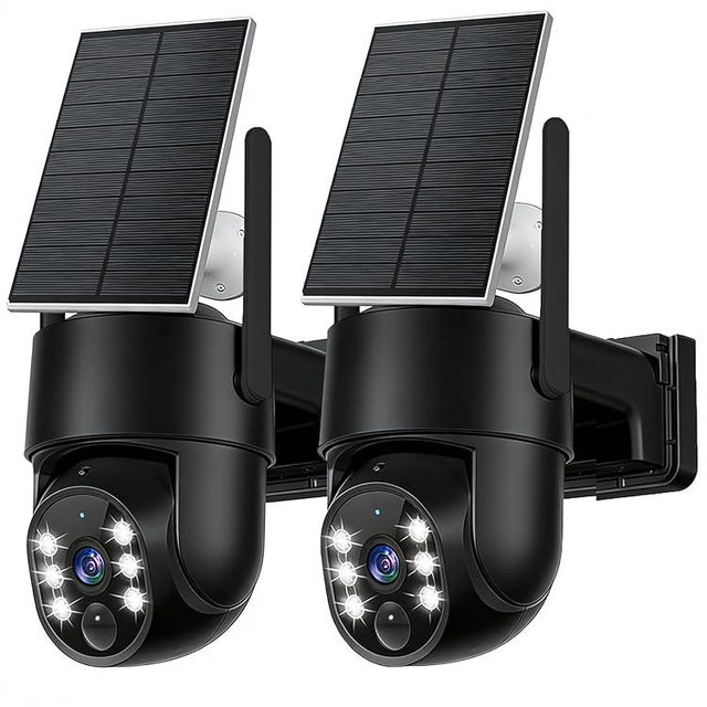 2K Security Cameras Wireless Outdoor, 5GHz WiFi Solar Camera Outdoor Wireless, Wire-free Installation, AI Detection, Two-way Audio, Mobile alerts, SD/Cloud Storage, Color Night Vision, 2 Packs