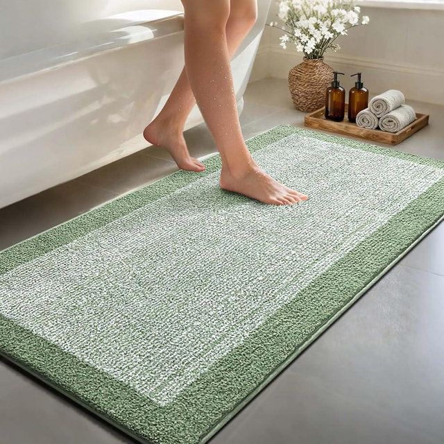 simpWalnut 60x24 Long Bathroom Rugs Washable Non Slip, Green Bath Mat for Bathroom Floor Tub, Soft Absorbent Quick Dry Mats for Shower, Bathtub,Home Decor