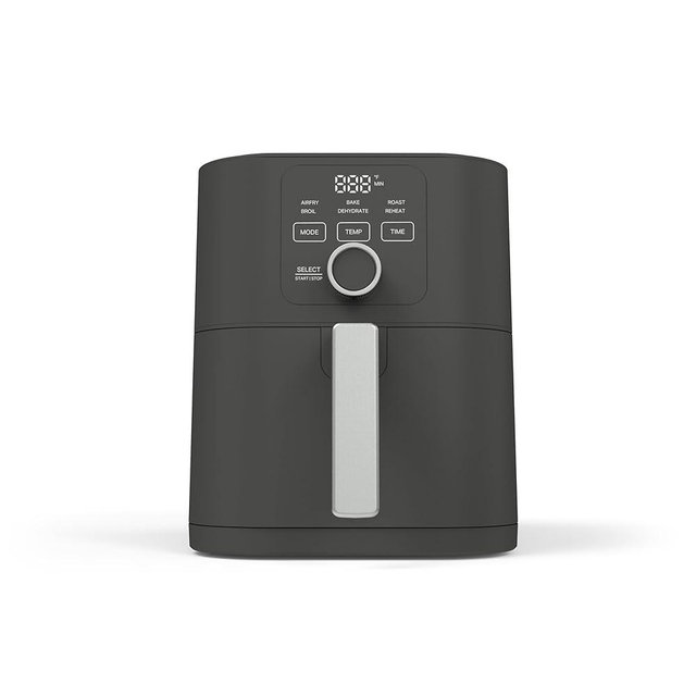 Martha Stewart 6QT Air Fryer, 6-in-1, Bake, Broil, Roast, Air Fry, Dehydrate, Reheat, Ceramic Non-Stick Basket, Crispy Results Fast, 400°F Max Temp, Shake Reminder, Auto Shut-Off, Caviar Gray