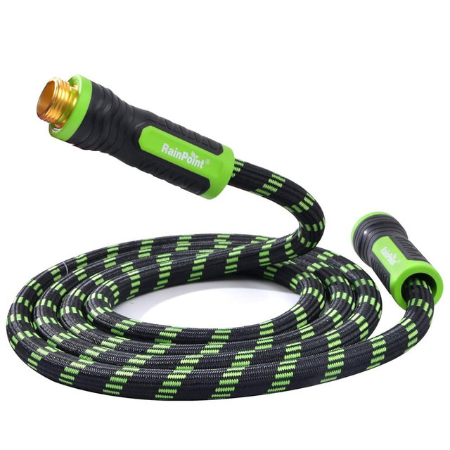 10 FT Garden Hose - No-kink 304 Metal Short Garden Hose with 10-mode Nozzle - Brass Connection, Swivel Handle, Puncture, Flexible Hose, Lightweight