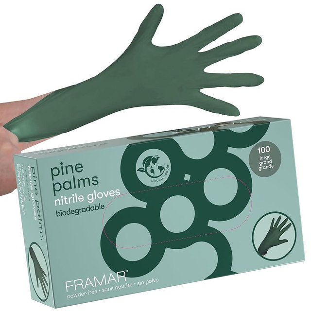 FRAMAR Biodegradable Green Gloves Latex Free Large – Disposable Nitrile Gloves Large, Large Rubber Gloves Disposable, Disposable Cleaning Gloves Large, Non Latex Gloves Large, Hair Dye Gloves 100 Pk