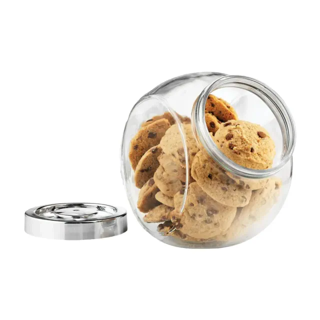 Bormioli Rocco Pandora Glass Jar with Metal Lid 75.5 oz - Airtight Storage Container for Snacks, Candy & Dry Foods - Versatile Kitchen & Organizer