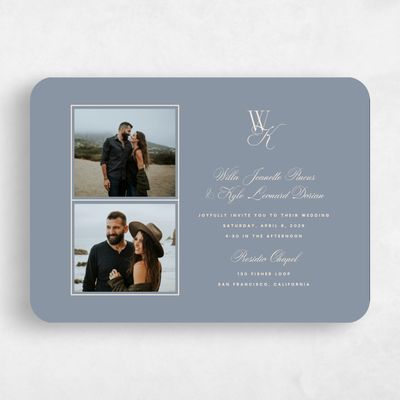 Dusty Blue Wedding Invitation - Lux Photo