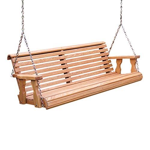 Amish Heavy Duty 800 Lb Roll Back Treated Porch Swing with Hanging Chains (4 Foot, Cedar Stain)
