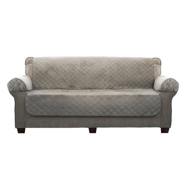 Non-Slip Plush Microfiber Sofa Pet Cover Gray - Maytex
