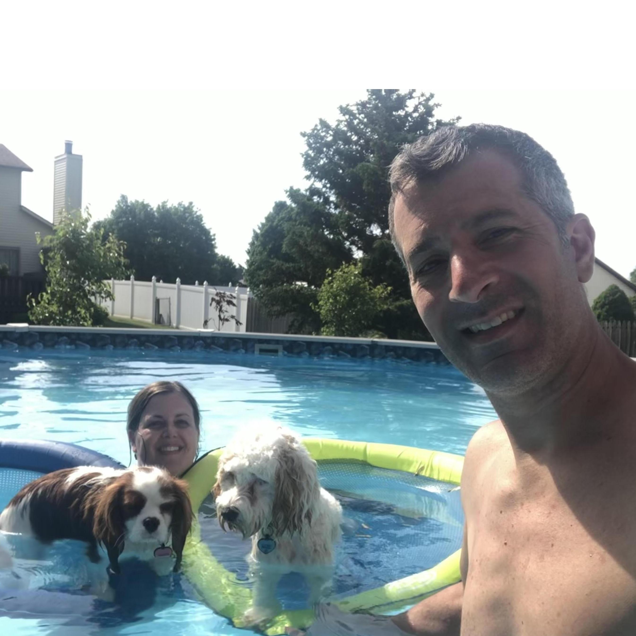 The girls love to float around in the pool!