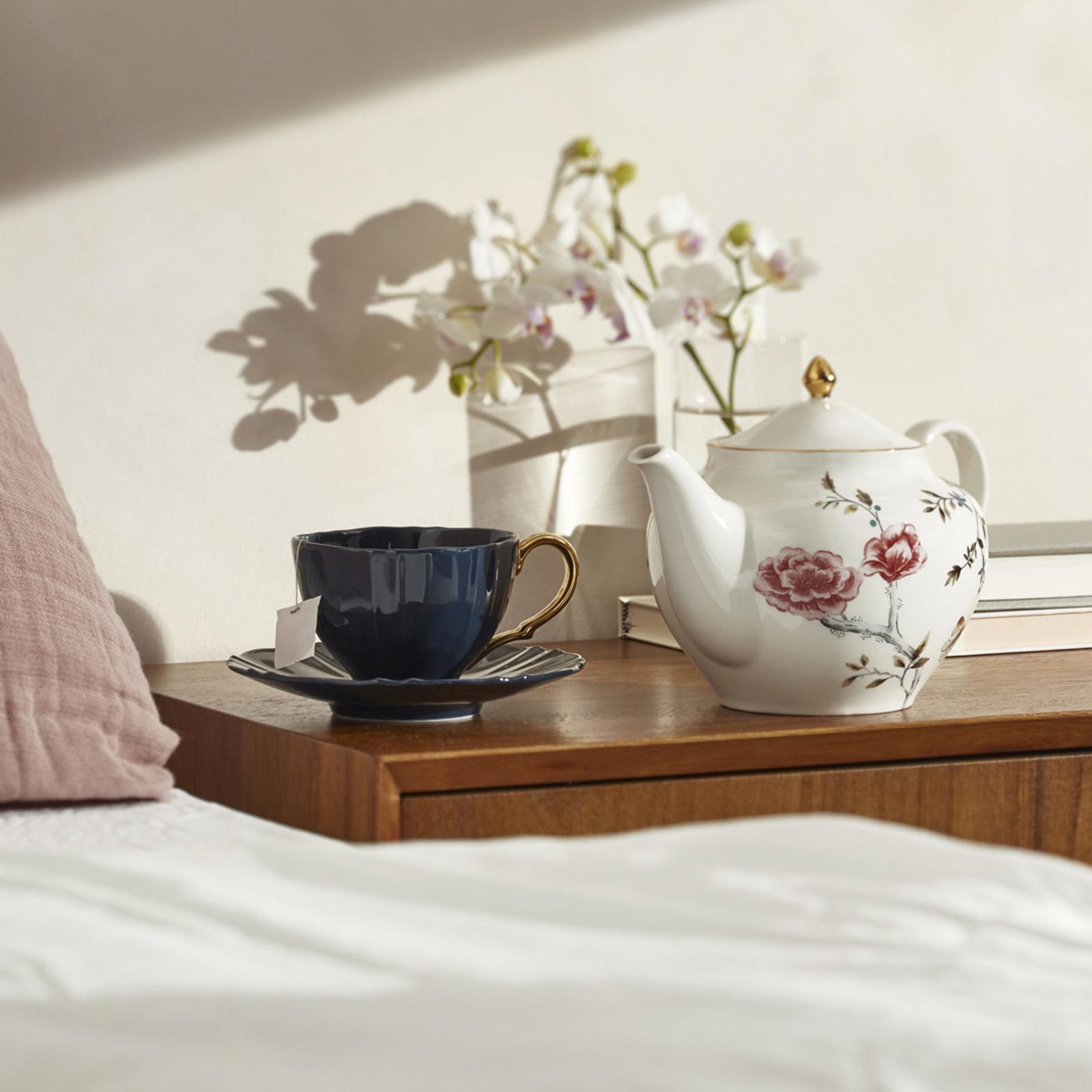TEA＠　0318 Sprig & Vine Teacup & Saucer - White – Lenox Corporation
