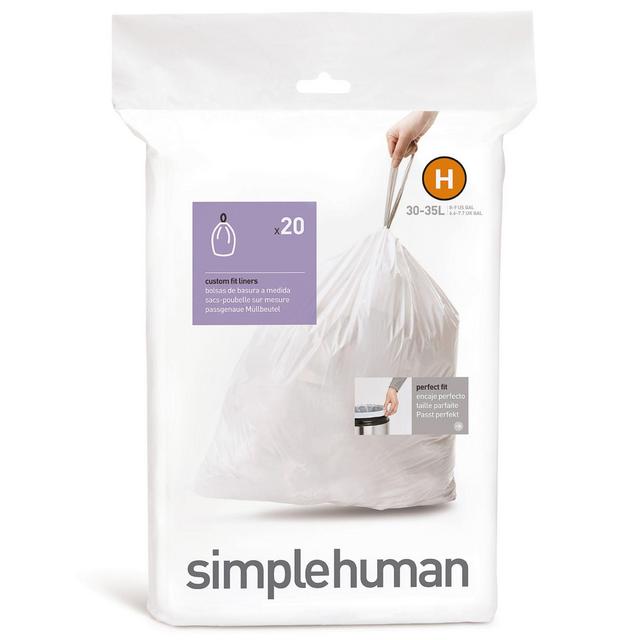 simplehuman® Code H 20-Pack 30-35-Liter Custom-Fit Liners in White