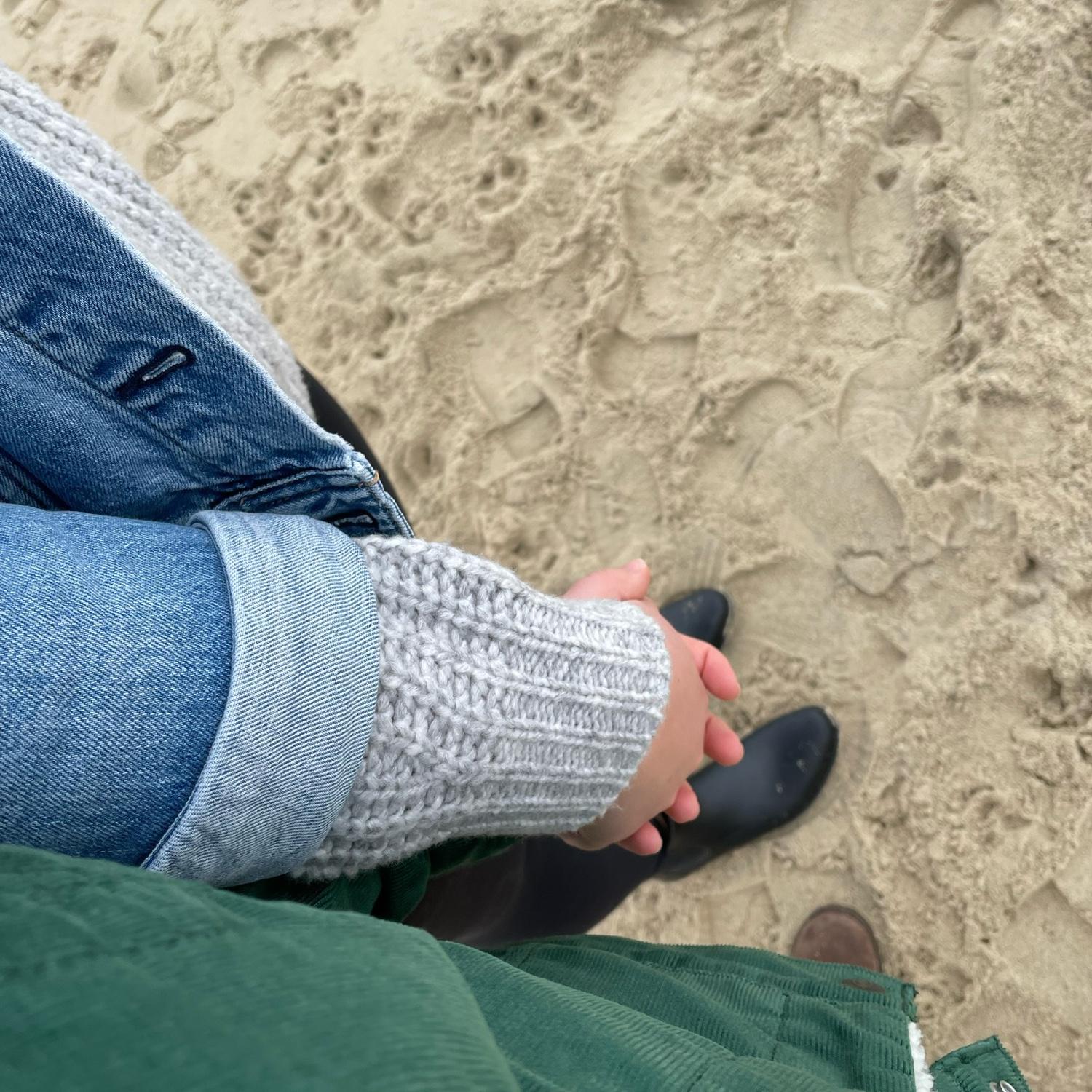 Taking a chilly stroll along the beach in Rehoboth!