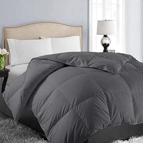 EASELAND All Season Oversized King Soft Quilted Down Alternative Comforter Hotel Collection Reversible Duvet Insert with Corner Tabs,Winter Warm Fluffy Hypoallergenic,98x116 inches, Dark Grey