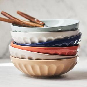 The Latte Stoneware Pasta Bowls, Assorted Set of 6: Amelie Edition