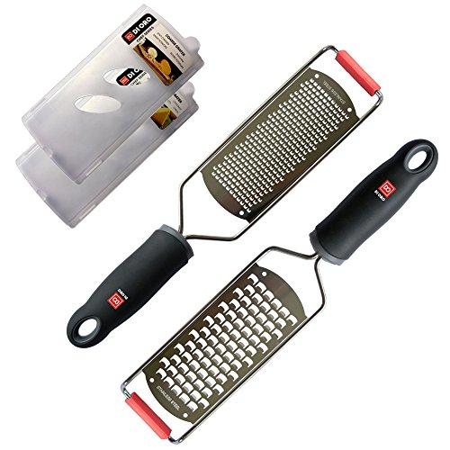 Di Oro 2-Piece Kitchen Grater Set – Handheld Coarse Cheese Grater and Fine Lemon Zester – Effortlessly Grates All Food Types and Cleans Easy – Ergonomic Comfort Grip and Razor Sharp Stainless Steel