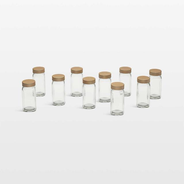 NeatMethod Glass Spice Jars with Brass Lids, Set of 10
