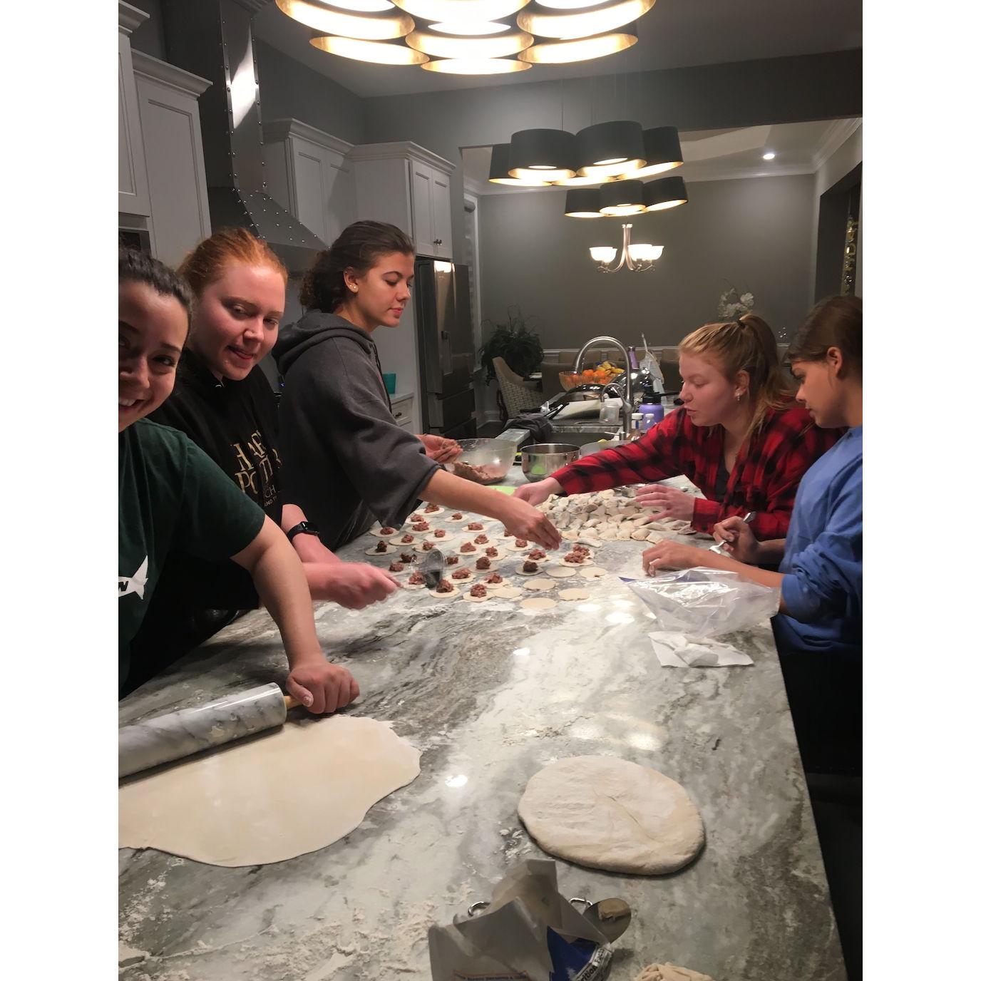 April 2020: Making dumpings during covid, they look more like empanadas but we tried.