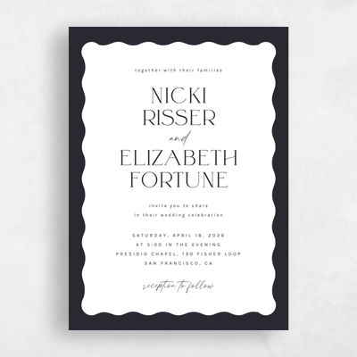 Ebony, White Wedding Invitation - Spencer Portrait