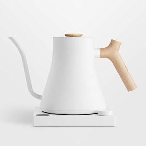 Fellow Stagg EKG Pro Electric Tea Kettle in Matte White with Maple Accents