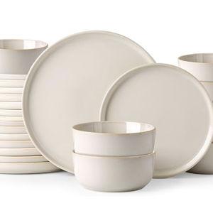 AmorArc Stoneware Dinnerware Sets,Round Reactive Glaze Ceramic Plates and Bowls Sets,Highly Scratch Resistant | Dishwasher & Microwave Safe,Service for 8 Dishes Set (24pc)