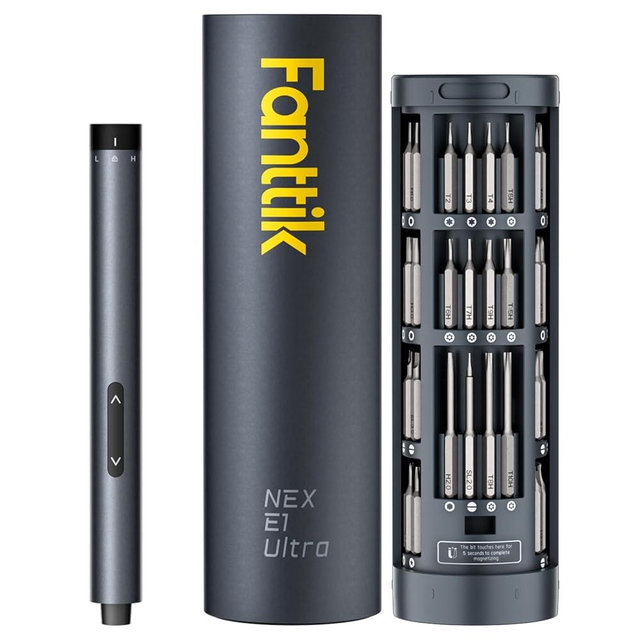 Fanttik E1 Ultra 3.7V Mini Electric Screwdriver, Precision Electric Set, 50-in-1 Magnetic Bits, Magnetic Rotatable Storage, 5/32''Hex, Electric Screwdriver for Electronics Phone Camera Laptop Watch