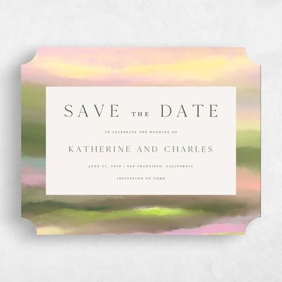 Green Ticket Wedding Save the Date - Highland Landscape