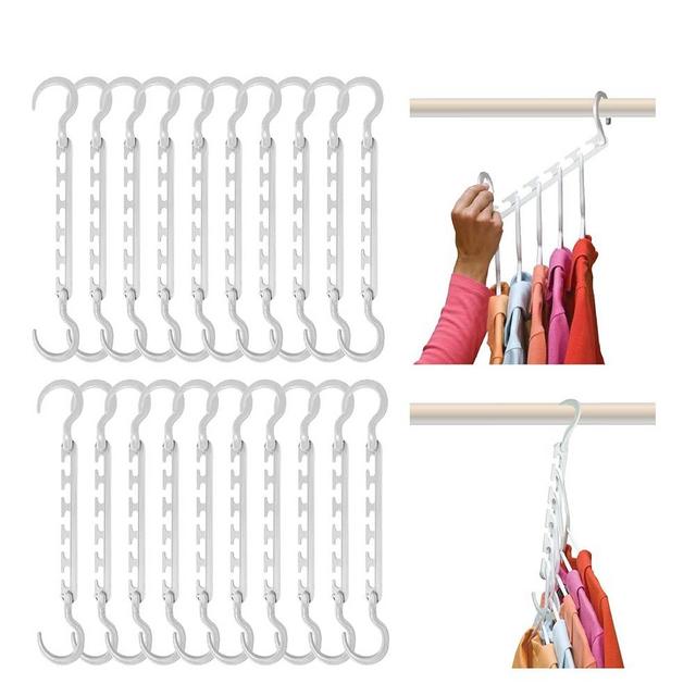 Wonder Hanger Max 20-Pack Space Saving Hangers, Reinforced Hooks Swivels 360°, Cascading Hanger, College Dorms & Storage Closet Organizer, Fully Assembled – White