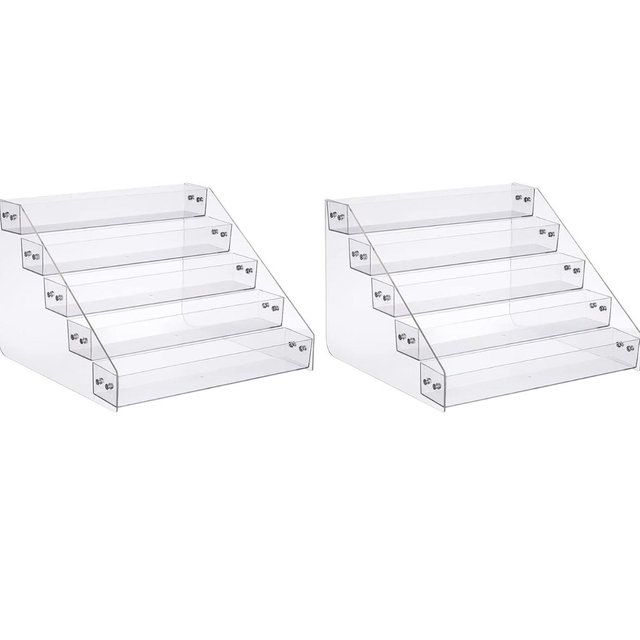 Acrylic Spice Rack, Tiered Spice Rack Shelf Seasoning Organizer for Countertop, Cabinet, Pantry, Kitchen Storage - 5 Tier, 2PCS
