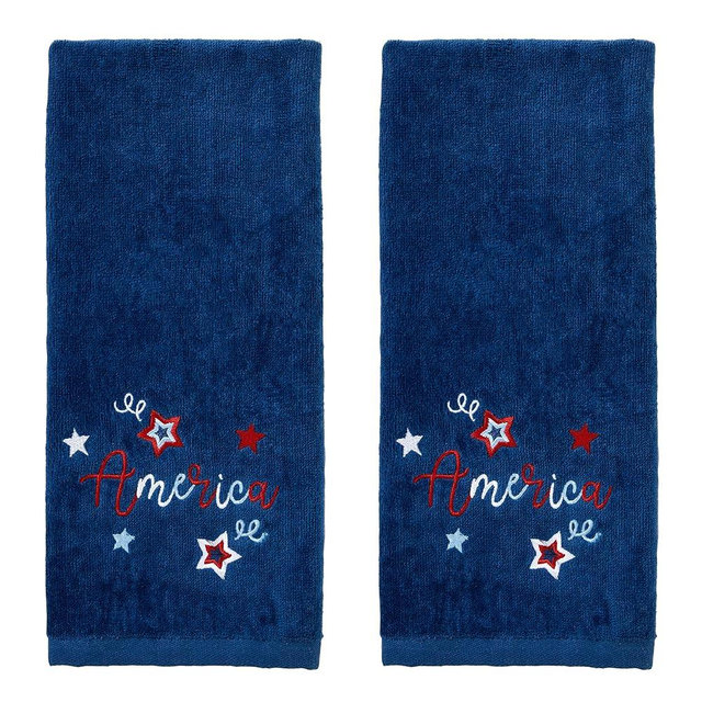 SKL Home by Saturday Knight Ltd. America Script Hand Towel Set, Navy