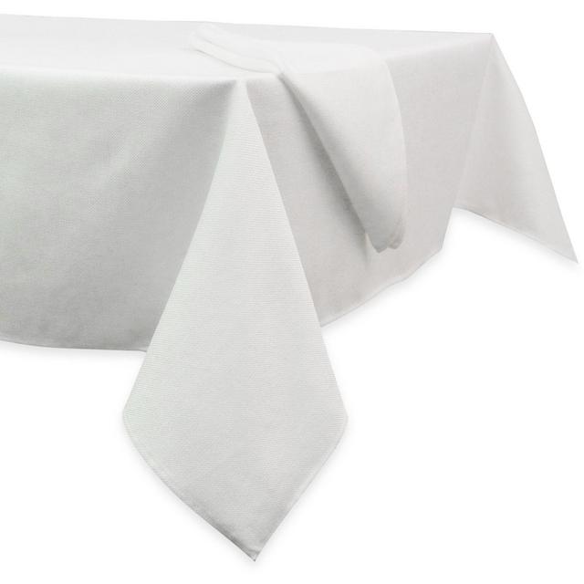Basketweave 70-Inch x 120-Inch Oblong Tablecloth in White