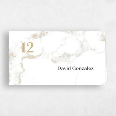 White Typography Wedding Place Card - Benton
