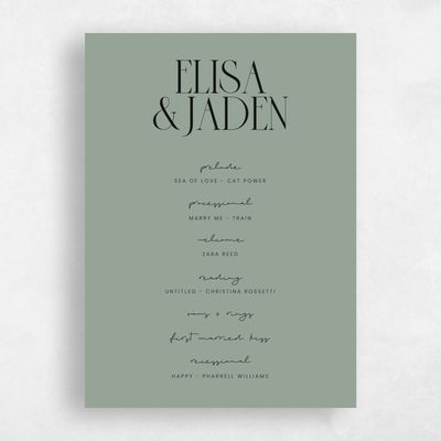 Sage, Green Wedding Program - Garrett