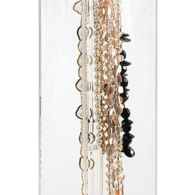 Stock Your Home Long Necklace Holder with 12 Hooks - Acrylic Jewelry Organizer Necklaces Stand and Display Case, Clear