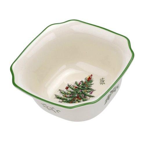 Spode Christmas Tree Square Bowl| Measures 5.5-Inches| Serving Bowl for Candies, Nuts, or Dessert| Vase for Small Floral Arrangements| Dishwasher Safe