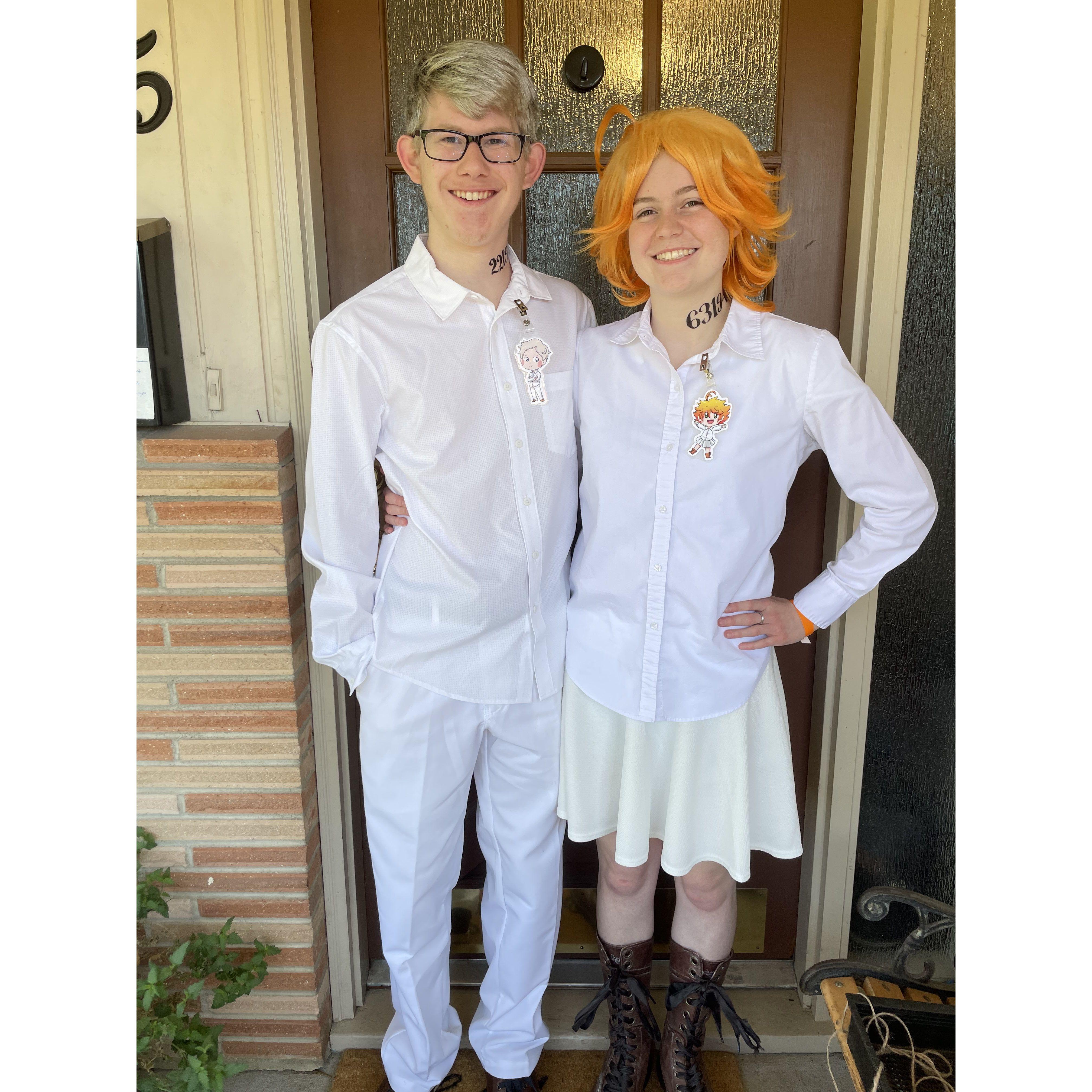 We cosplayed as Emma and Norman from The Promised Neverland for Rose City Comic Con 2021