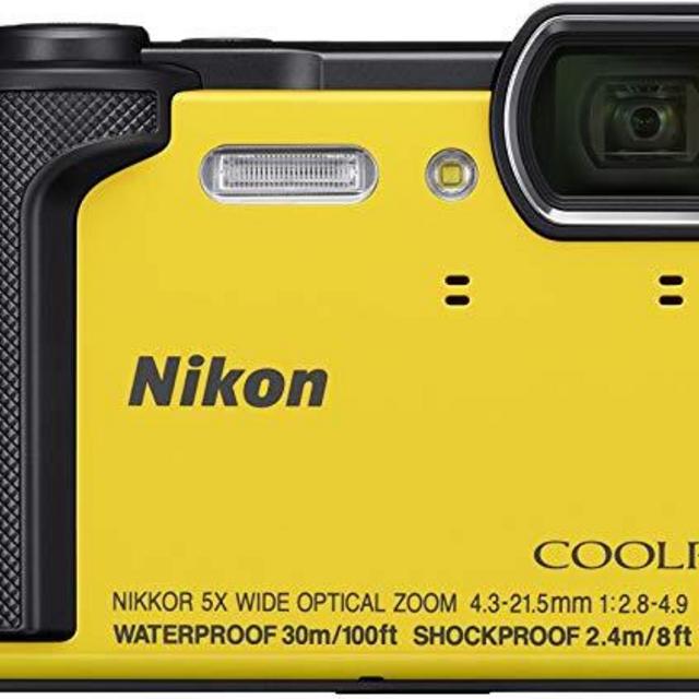 Nikon W300 Waterproof Underwater Digital Camera with TFT LCD, 3", Yellow (26525)