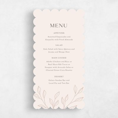 Beige Scalloped Wedding Menu - Cassis