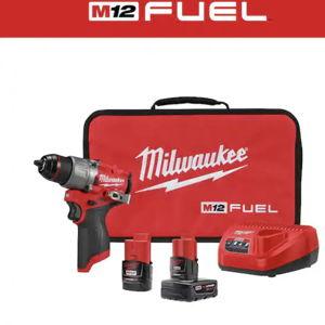 M12 FUEL 12V Lithium-Ion Brushless Cordless 1/2 in. Hammer Drill Kit with 4.0 Ah and 2.0 Ah Battery and Soft Case