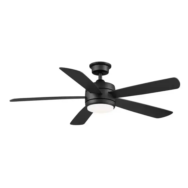 Averly 52 in. Integrated LED Matte Black Ceiling Fan with Light and Remote Control with Color Changing Technology
