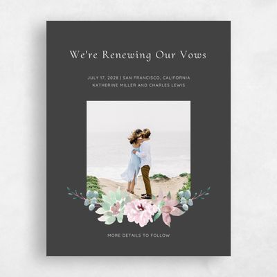 Charcoal, Black Wedding Save the Date - Cricket Vow Renewal