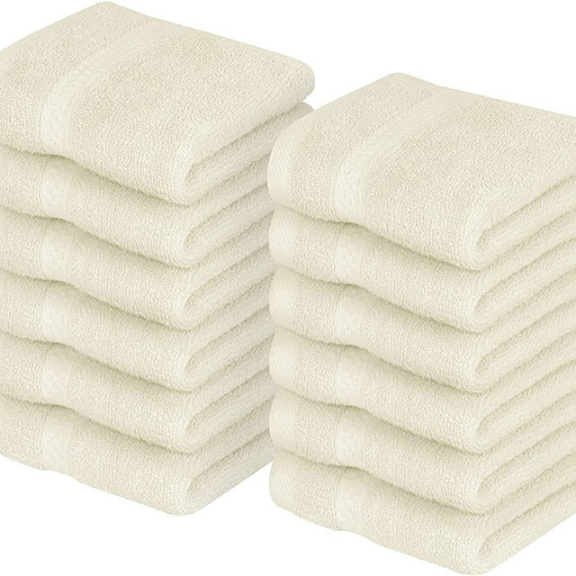 Utopia Towels [12 Pack Premium Wash Cloths Set (12 x 12 Inches) 100% Cotton Ring Spun, Highly Absorbent and Soft Feel Essential Washcloths for Bathroom, Spa, Gym, and Face Towel (Ivory)