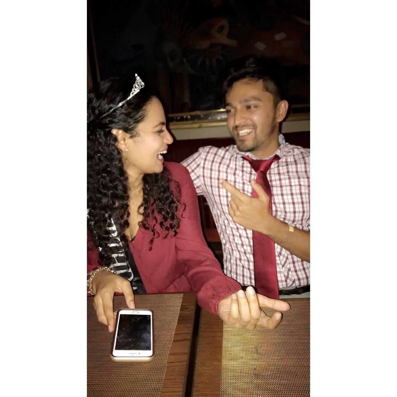 October 11, 2017 - Celebrating Shelly's birthday for the first time together - one of our earliest memories!