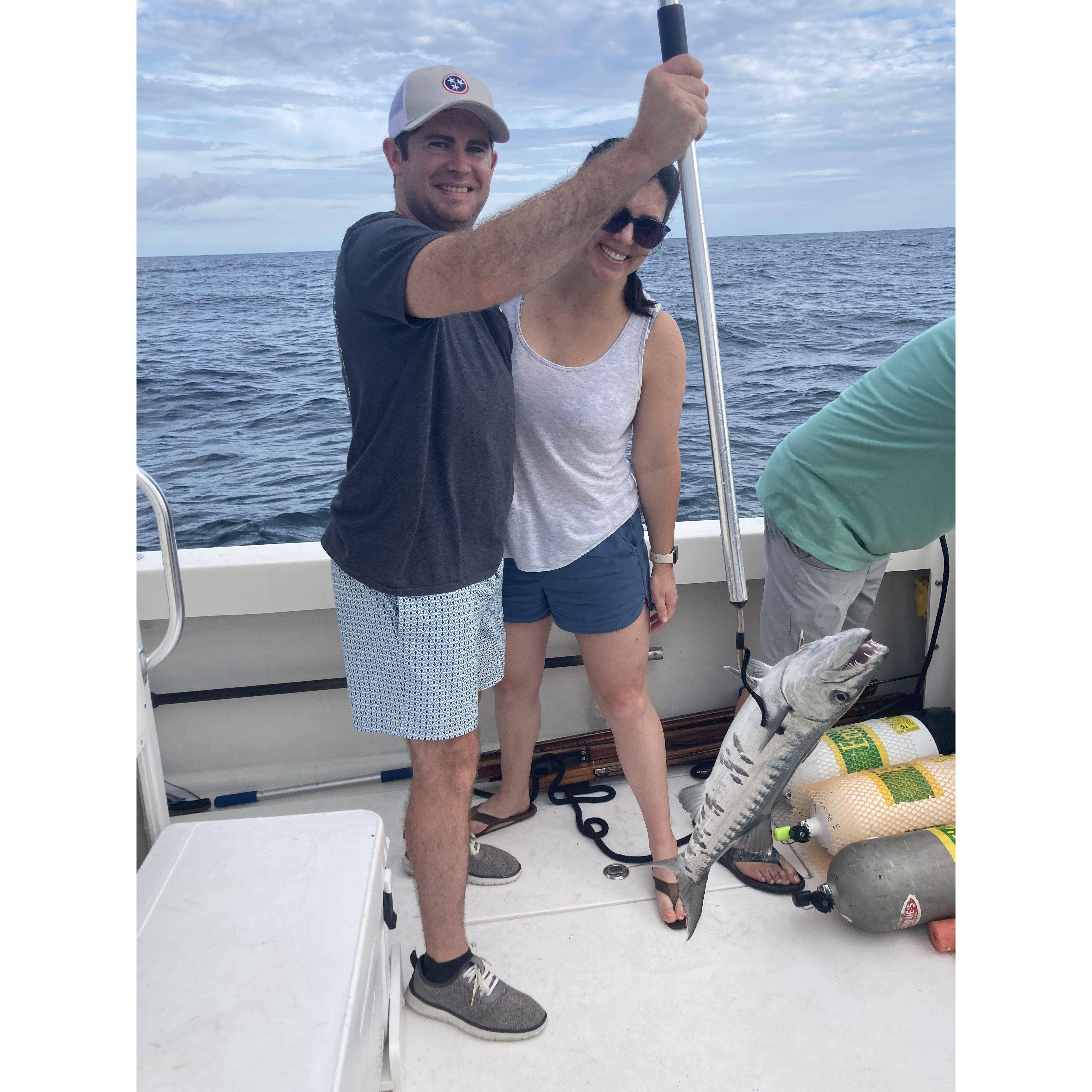 Ooooh barracuda! Adam's big catch in St. Simon's, GA, during our one year anniversary trip to visit friends.