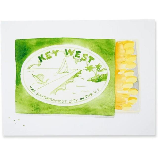 FURBISH Travel Wall Art Print - Key West Matchbook - Aesthetic Wall Decor, Modern Wall Art, Preppy Room Decor for Living Room, Bedroom - Florida Keys Poster (5X7, Unframed)