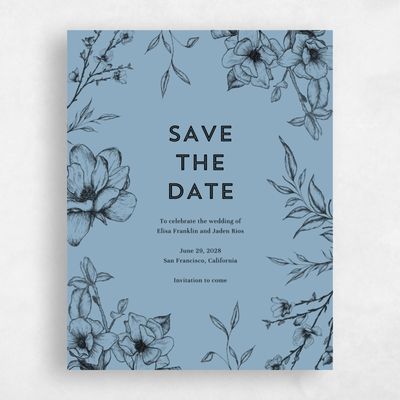 Dusty Blue Wedding Save the Date - Birkenfeld Bloom